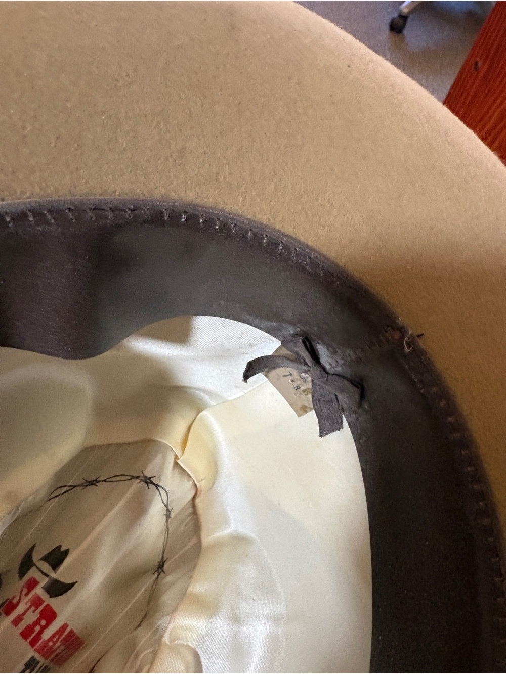 Stratton Taupe Felt Western Fedora with Leather Tie - Picture 2 of 3